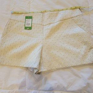 Lilly Pulitzer Makenna Cocktail Shorts Gold Metallic Dotted Jacquard 10 NWT